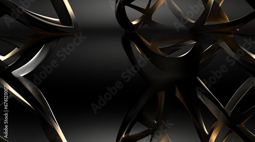 Elegant Black and Gold Abstract Metallic Structure