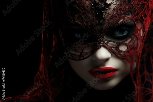 Mystery girl  hidden under the veil  cassock mask elegance gentlemanly luxury carnival ball  overeating mystery and fantasy  creative photos and elegant stylish presentation .