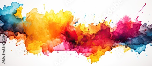 The abstract watercolor painting on the isolated white paper showcases a unique design with various textures incorporating brush strokes of black and vibrant colors to create a visually stri