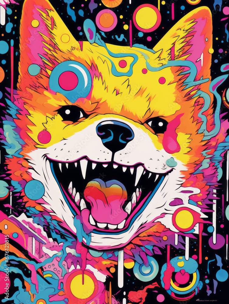 Art psychedelic Shiba inu dog