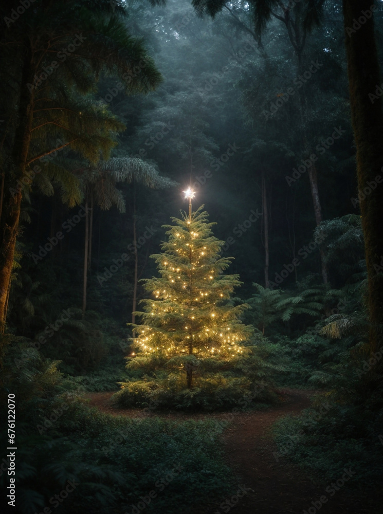 Fototapeta premium christmas tree in the forest