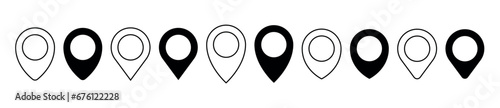 Location pin icon. Map pin place marker. Location icon. Map marker pointer icon set. GPS location symbol collection. Flat style - stock vector.
