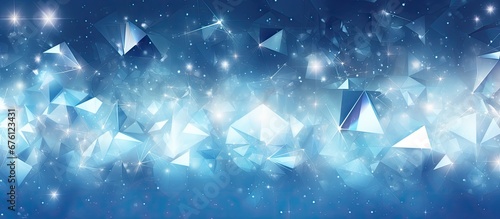 The abstract art illustration featured a festive Christmas design with a background of a winter party showcasing a captivating pattern of white and blue diamonds reflecting the light and sno