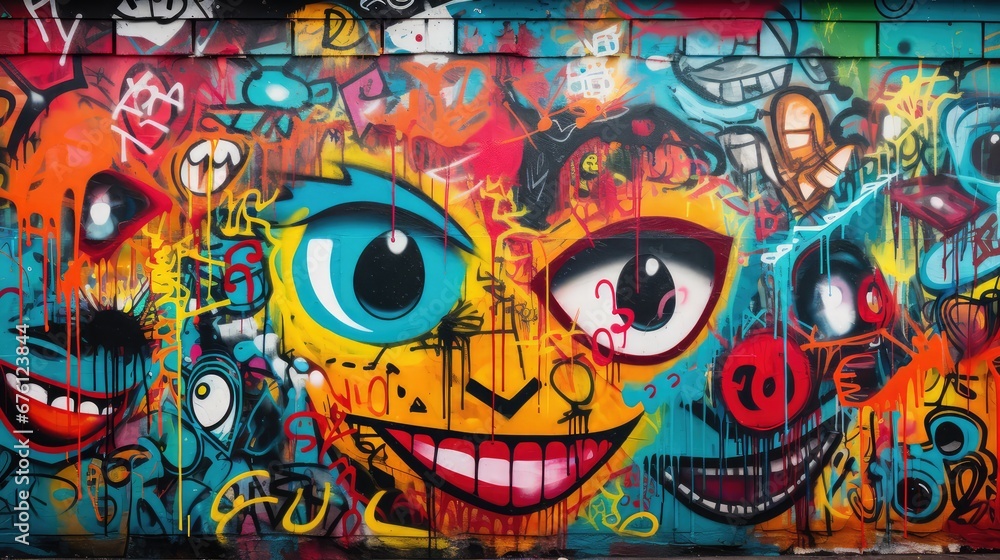 Fototapeta premium Colorful urban graffiti on the wall