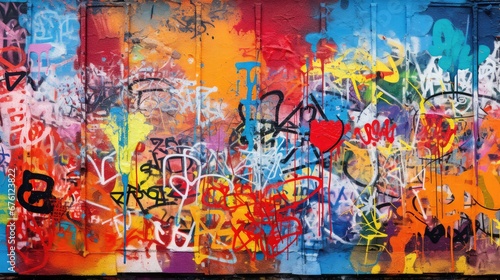Colorful urban graffiti on the wall