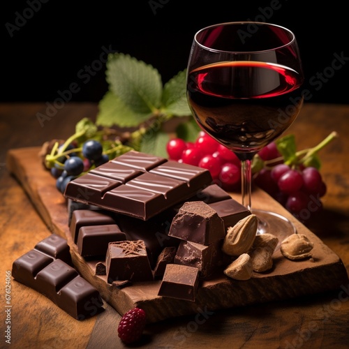 chocolate and grape with wine drink
