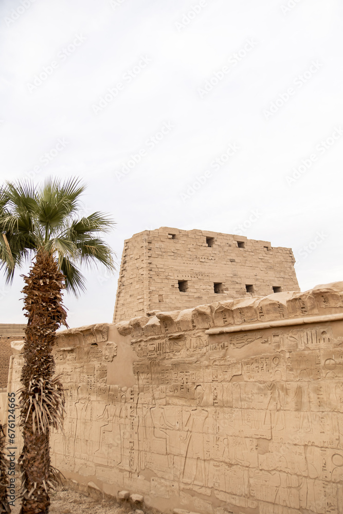 massive wall outside of Karnak Temple in Luxor Egypt