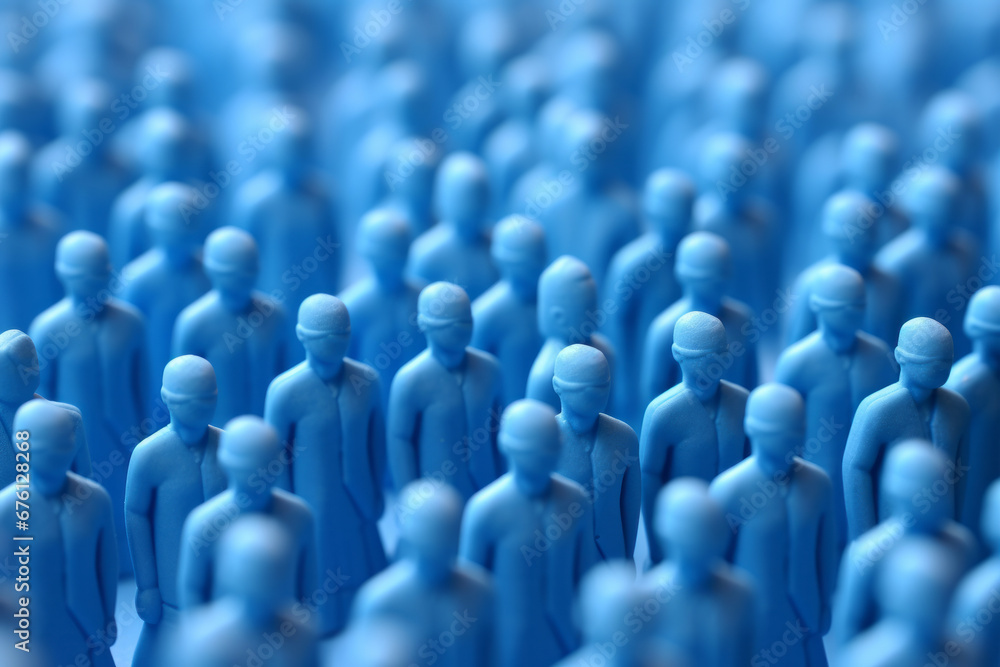 Obraz premium A crowd of blue people. Business team community and networking