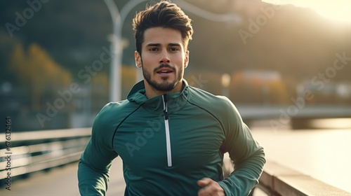 Man running in the morning, health care and lifestyle.