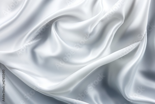 Closeup of elegant crumpled white silk fabric cloth luxury background and texture design