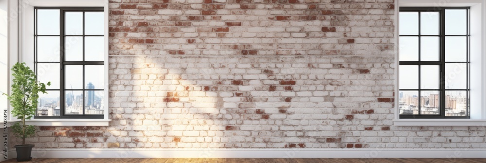 Obraz premium Vintage white painted brick wall background with distressed texture for a rustic atmosphere