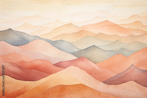 Abstract mountain ranges in the morning, Generative AI