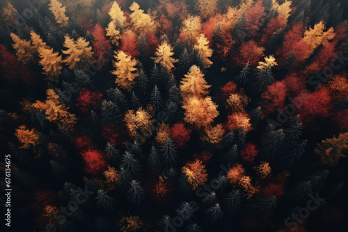 Aerial view of autumn forest  Generative AI