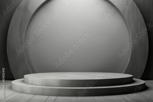 Gray background for product presentation with beautiful lights. Abstract empty white podium on grey background. Mock up stand for product presentation
