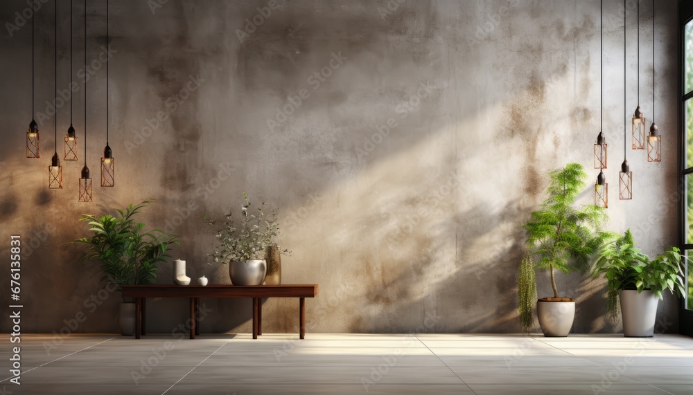 Empty room interior with textured concrete wall   high quality 3d render for stunning visuals