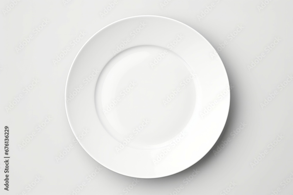 White plate placed on a white background White plate placed on a white background