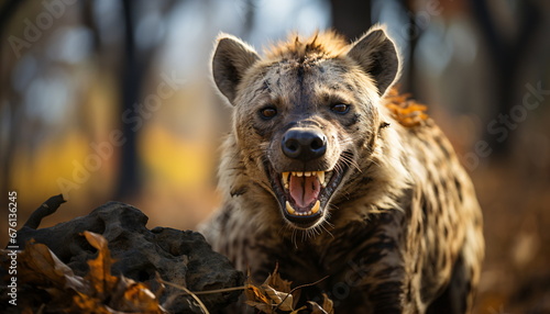 Adult spotted hyena on natural environment 