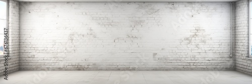 Vintage white painted brick wall texture background with distressed and weathered appearance