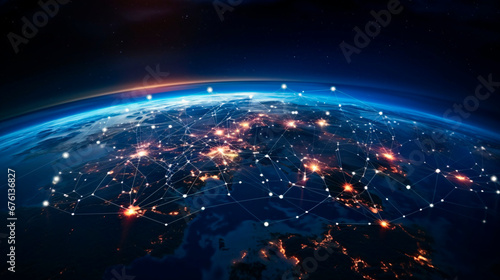 Interconnected system of Earth's satellites around the planet