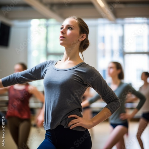 Creative energy as students practice new dance forms in the art Institute's dance studio.