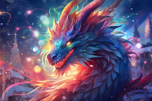 Christmas dragon, symbol of 2024 New year