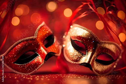 Background with red venetian masks