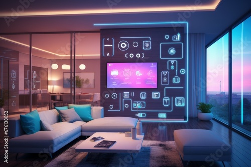 Smart Home, Smart home dashboard interface control connected devices and set up automations photo