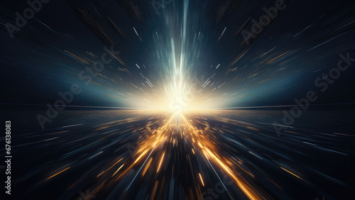 Interstellar Warp: Neon Lights Speed Through the Galaxy