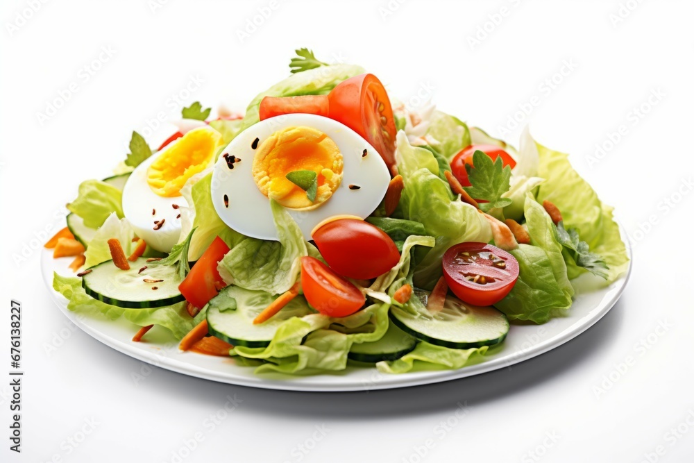 Salad with cheese and fresh vegetables isolated on white background. Mediterrenian salad. Salad with cheese and fresh vegetables isolated on white background. Mediterrenian salad.