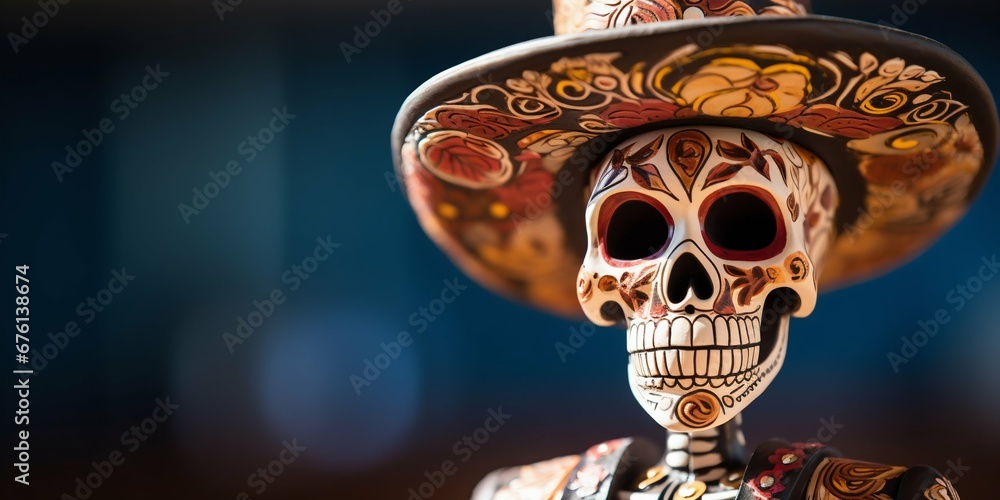 Day of the Dead Calavera Skeleton Figurine Craftsmanship. Generative ai Day of the Dead Calavera Skeleton Figurine Craftsmanship. Generative ai