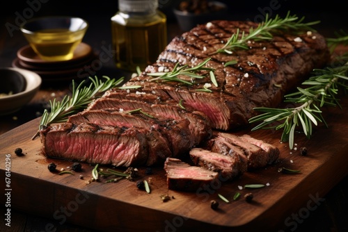 Succulent, flavorful ribeye steak slices in high res image, perfect for savoring every bite