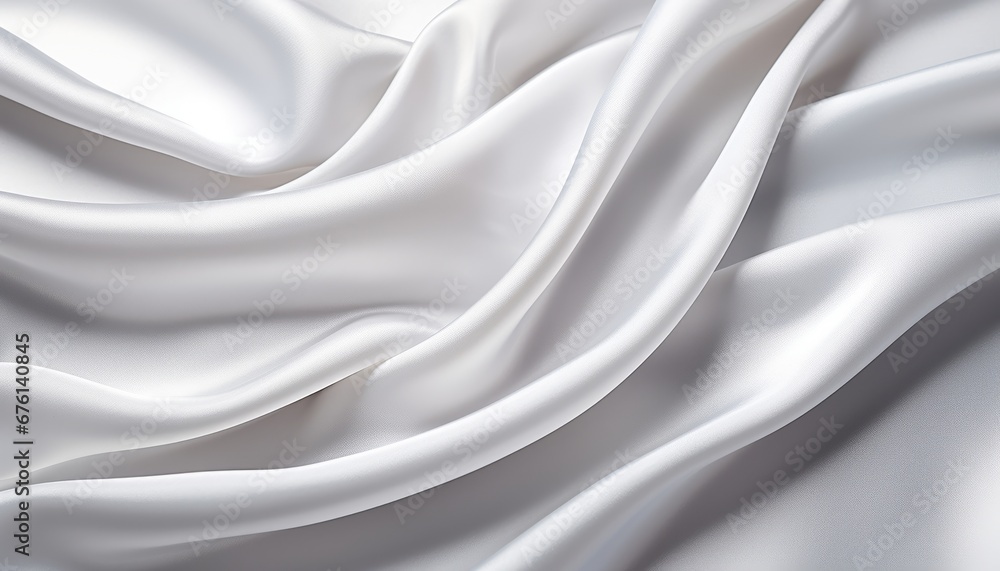Closeup of elegant white silk fabric cloth background with slight crumpling   luxury texture design