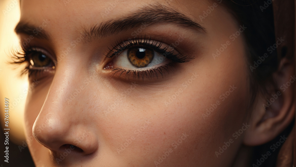 Fototapeta premium Closeup shot of woman brown eye