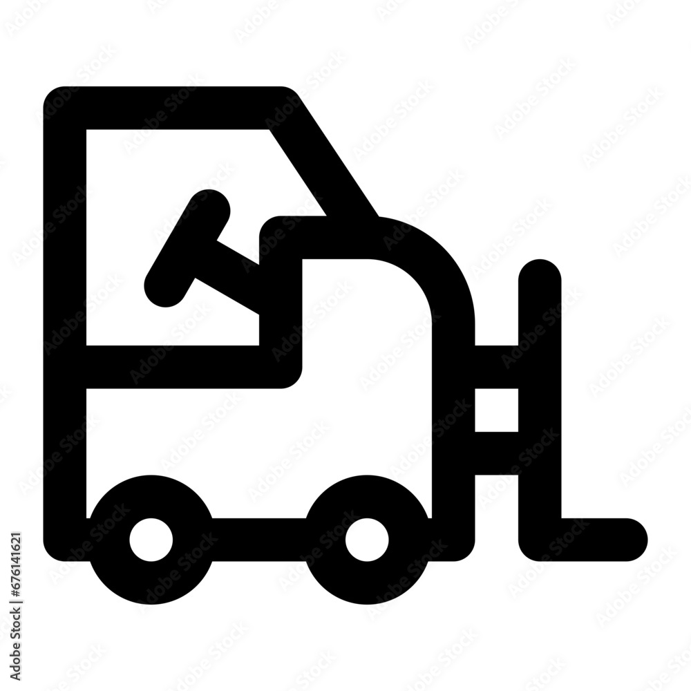 Forklift icon with outline style. Forklift icon with outline style.