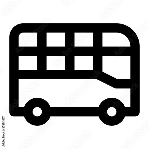 Double decker bus icon with outline style.