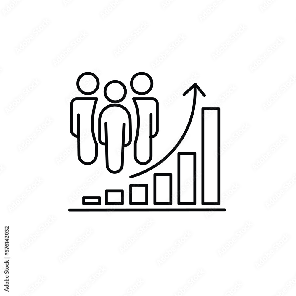 population growth icon, increase social development, global demography ...