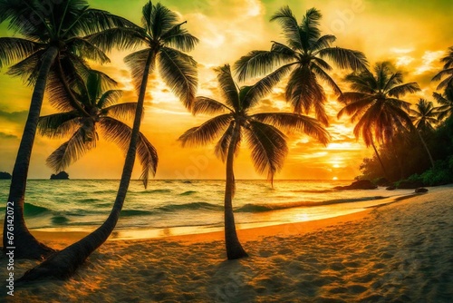 sunset over the beach © Digital land