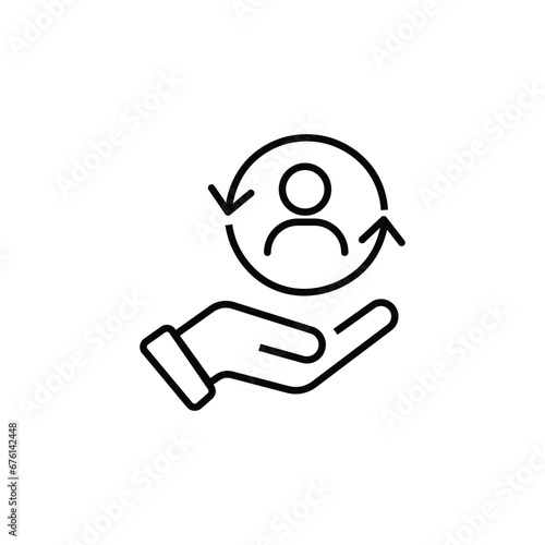 customer care icon, total inclusive service, line symbol on white background - editable stroke vector illustration eps10