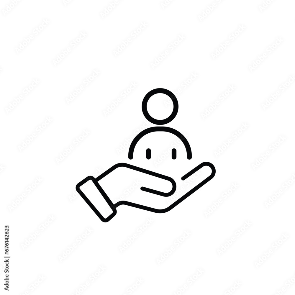 customer care icon, patient assistance, management support and help client, thin line symbol on white background - editable stroke vector illustration customer care icon, patient assistance, management support and help client, thin line symbol on white background - editable stroke vector illustration