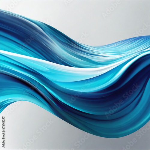 Blue smooth blurred liquid wave on white background