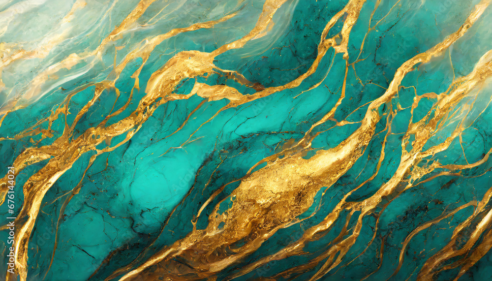 Abstract turquoise golden grunge marble liquid background Abstract turquoise golden grunge marble liquid background
