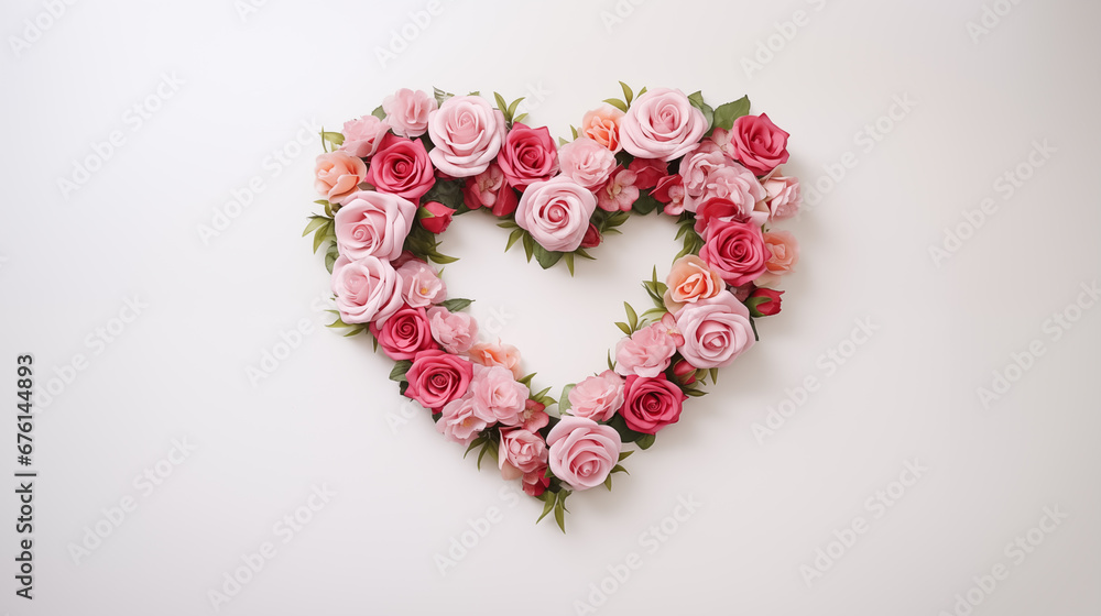 Rose and heart wreath elegant floral composition blooming roses for love celebration Rose and heart wreath elegant floral composition blooming roses for love celebration