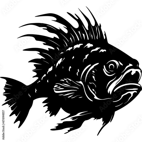 deep sea fish black silhouette vector logo