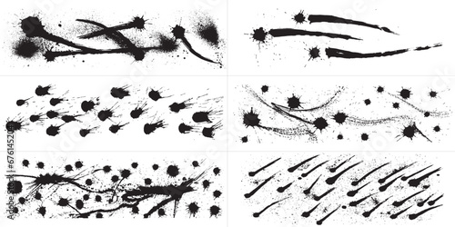 墨　垂らす　墨汁を落とした墨背景のセット