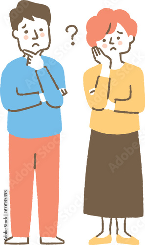 悩み事を抱えている中年夫婦_色