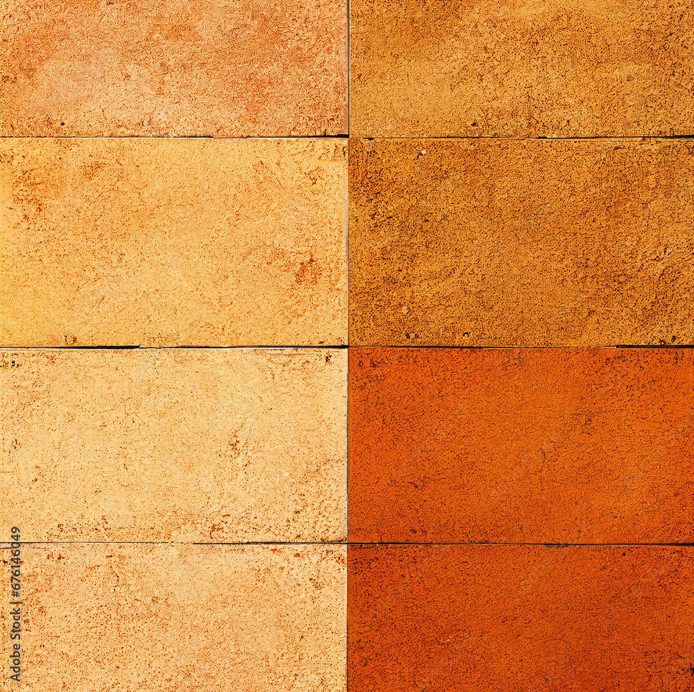 Fototapeta premium Orange and red stone tile floor or wall pattern for kitchen or bathroom