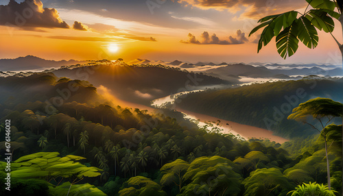 Amazon rainforest sunrise sunset photo