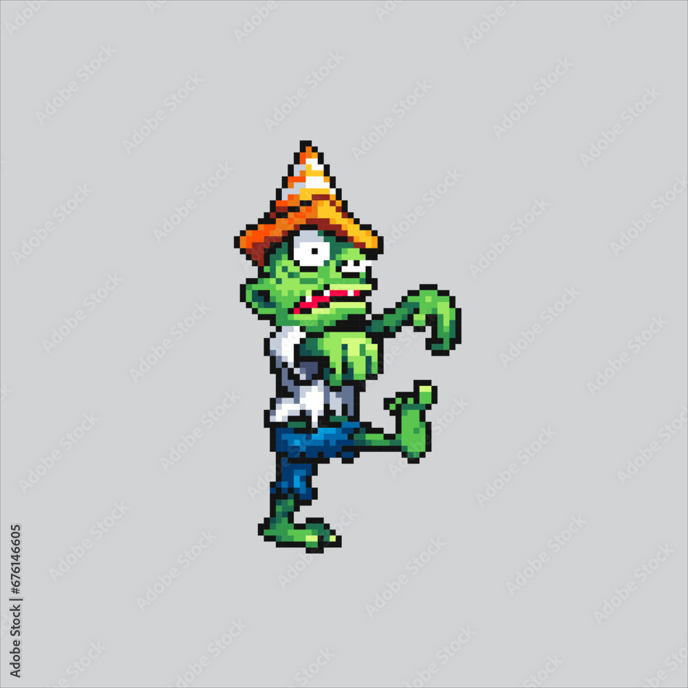 Pixel art illustration Spooky zombies. Pixelated zombie. Scary Spooky Zombie pixelated for the pixel art game and icon for website and video game. old school retro.