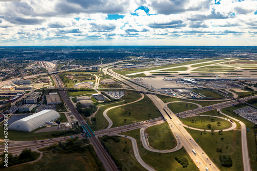 Aerial view of suburban Illinois, USA