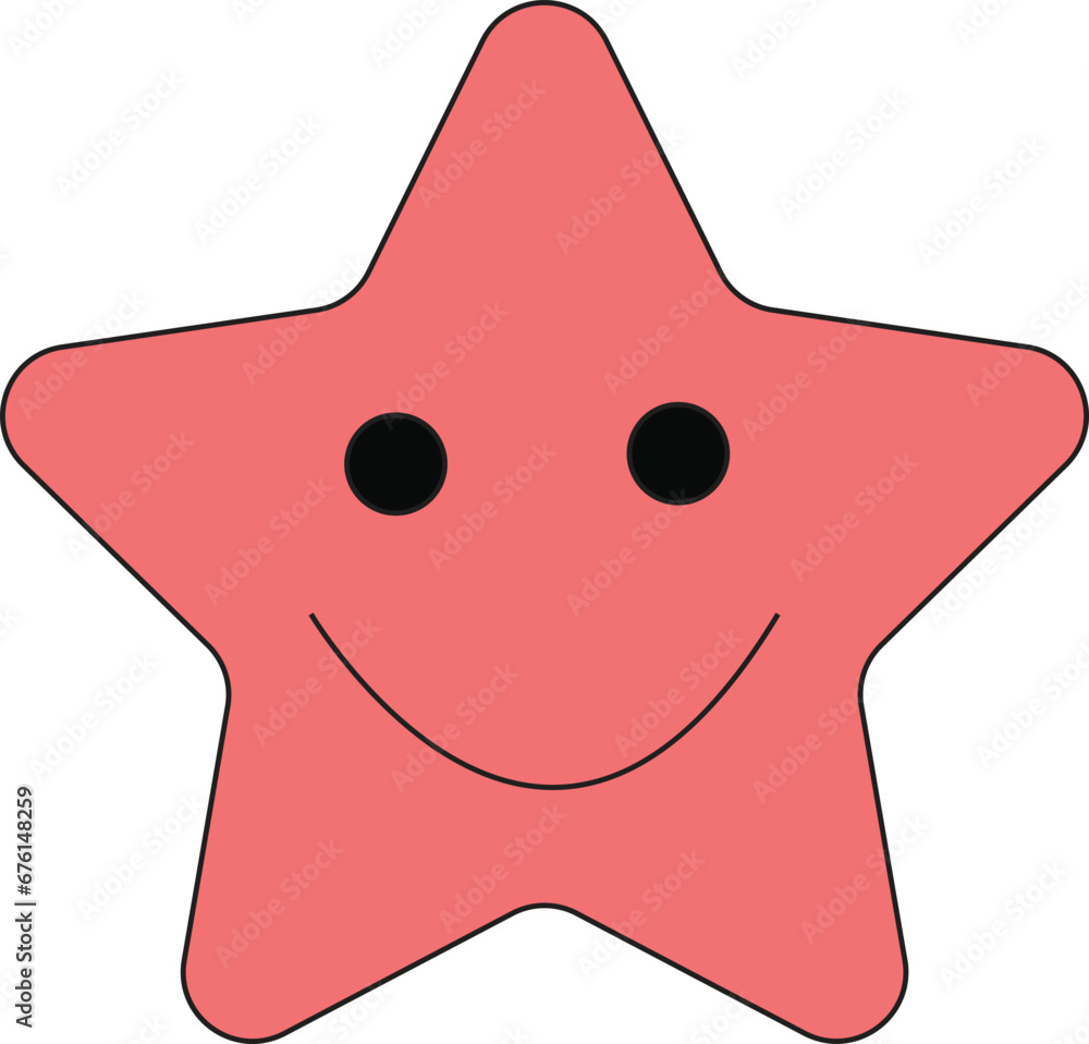 cartoon smile star character liner drawing cartoon smile star character liner drawing